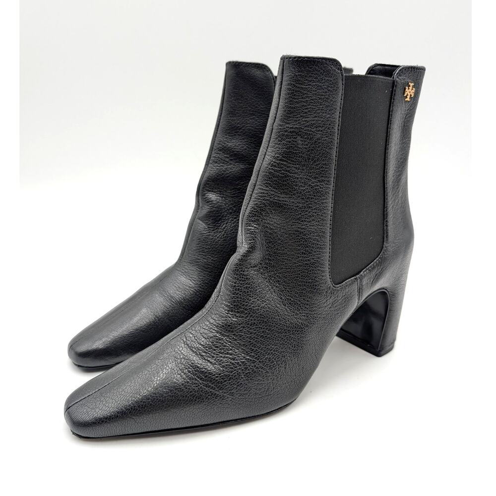 Tory Burch Banana Block Heel Chelsea Ankle Boots Women's Black Size US7M EU37